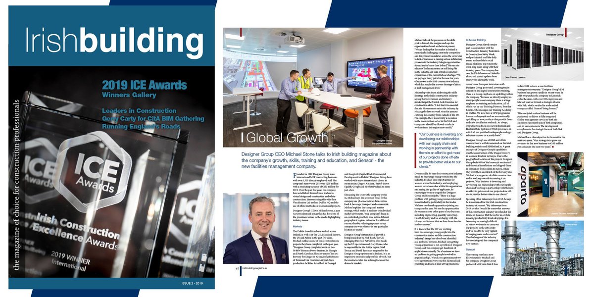 BIMIreland's tweet photo. Designer Group CEO Michael Stone talks to Irish building magazine about the companyโs growth, skills, training and education.
Read the exclusive interview with Michael: https://t.co/2PHXZU2TqS
#DesignerGroup #construction #Irishbuilding #LeadersInConstruction #top50 https://t.co/S4tTV8HAfY