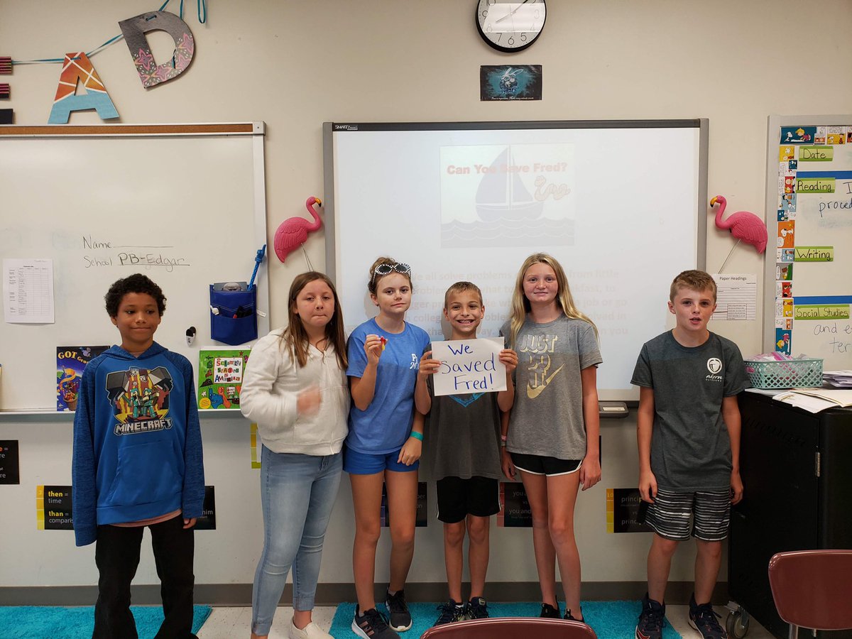 PB_MiddleSchool's tweet photo. Ms. Edgar’s class “saving Fred”. #bluffms https://t.co/4VANn2ZOPG
