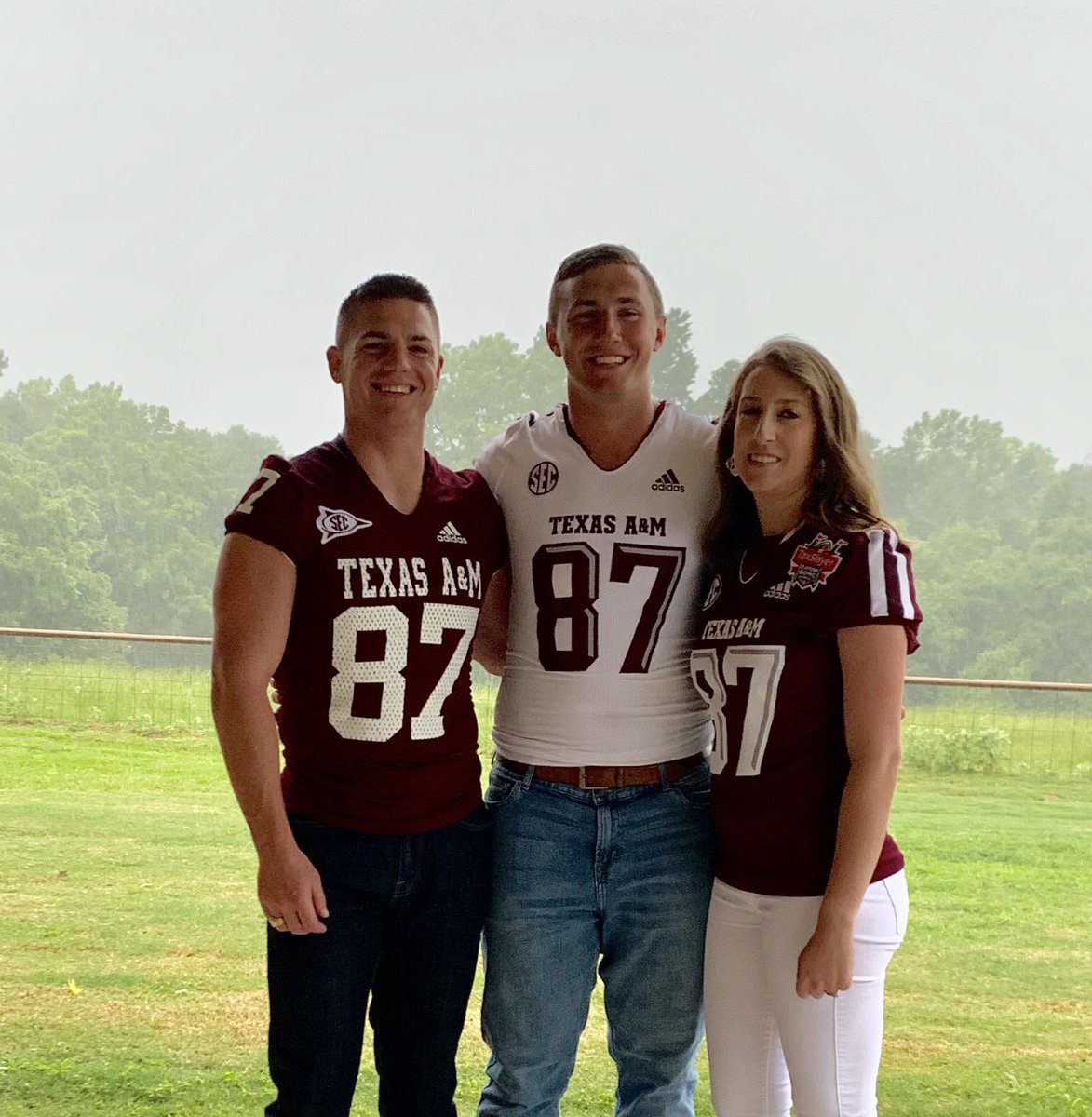 kasteach1's tweet photo. It’s game week and this family is gearing up! Proud of our favorite Aggie football player! ❤️ 🏈 #Gig’em https://t.co/fd7DixP3oT