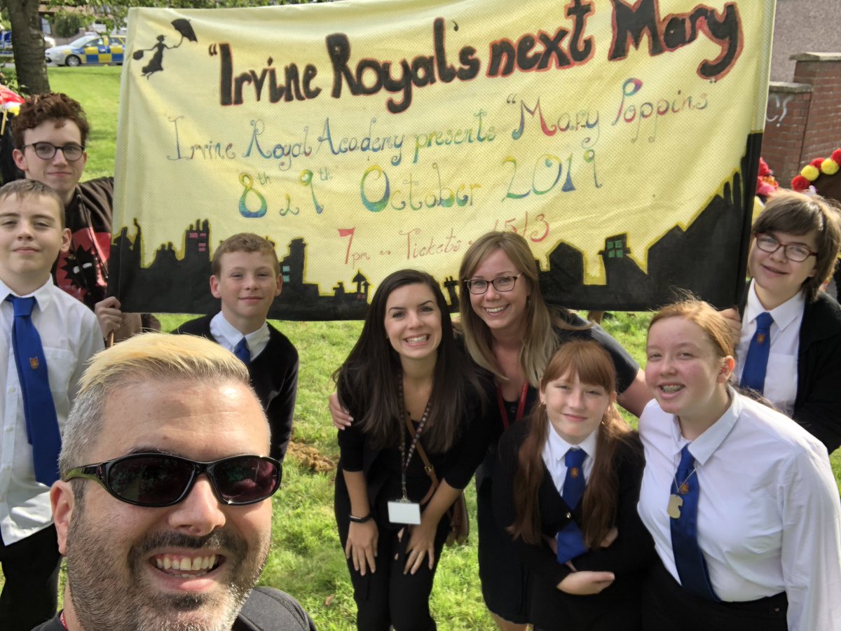 BusElliot's tweet photo. Hugely proud of the @IrvineRoyalAcad Mary Poppins cast and @IrvineRoyalMusi pupils for their efforts in the Marymass parade, performances before the crowning and for Jamie and Eden who read the proclamation as well. Fantastic job folks. https://t.co/0IY49n2tc4