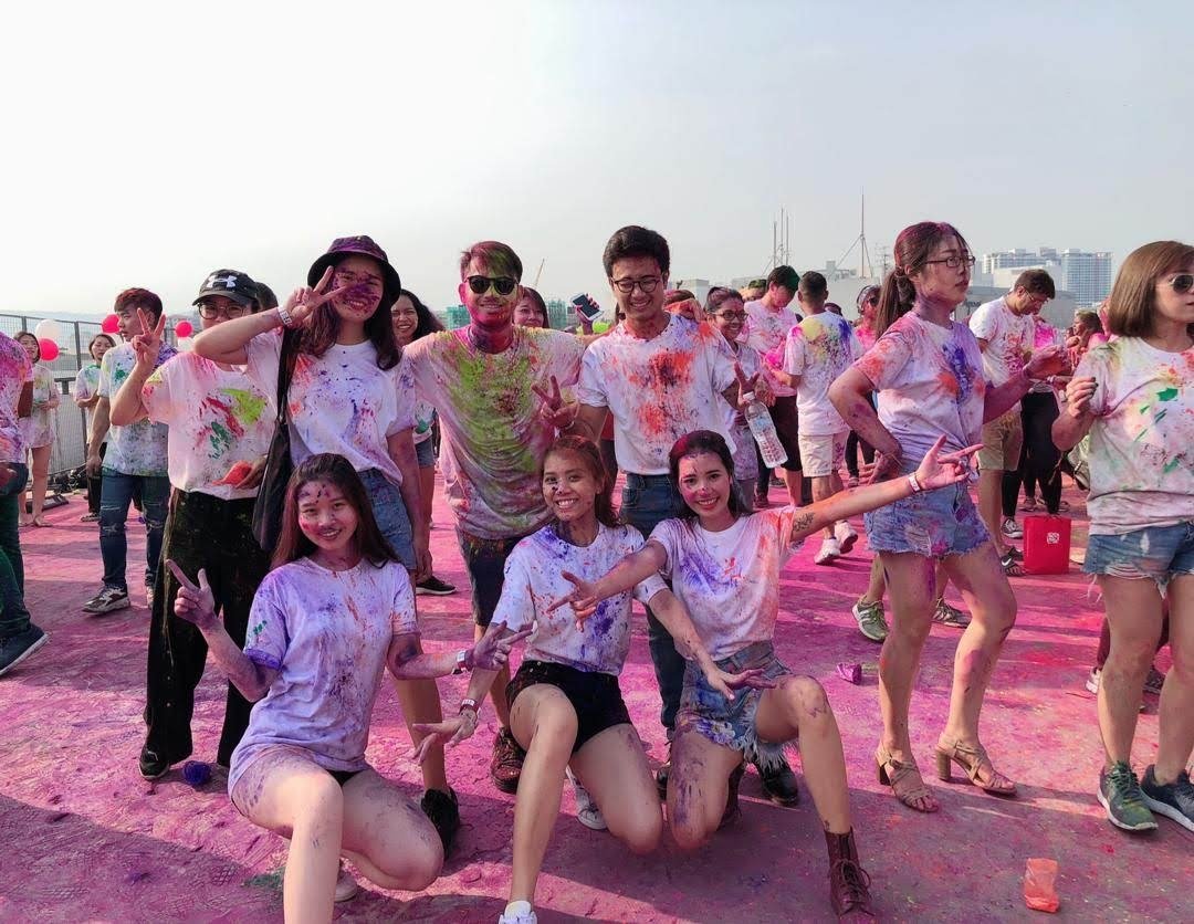 Before and after the color carnival today.