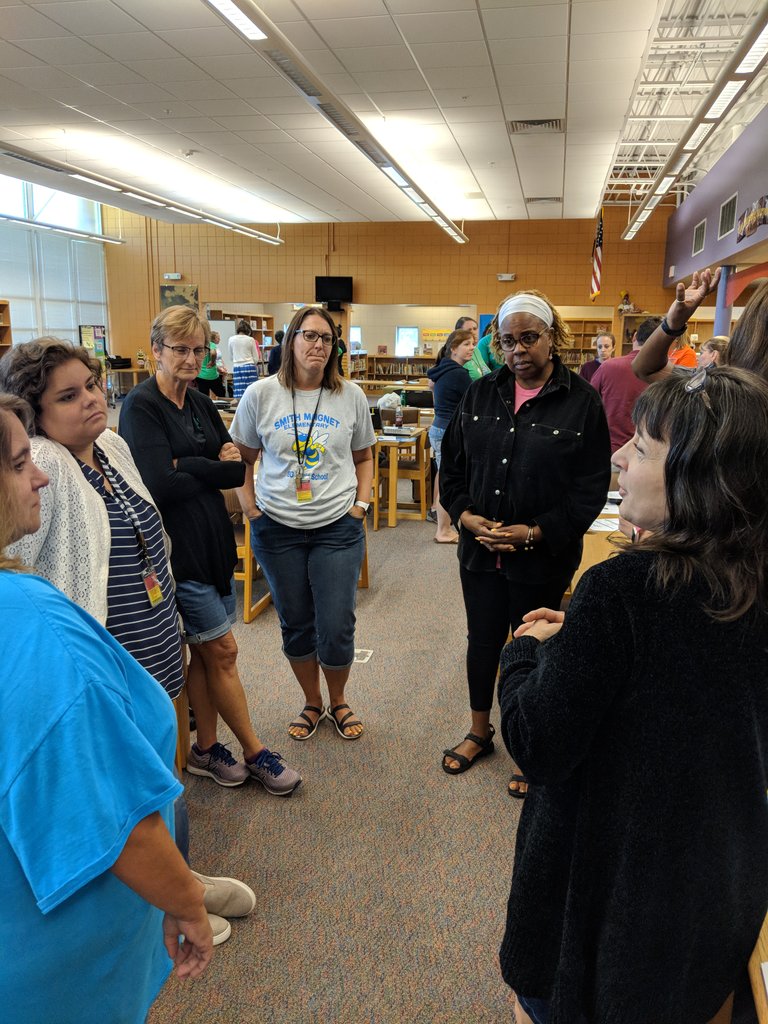 MerrittWenitra's tweet photo. Reflecting on and sharing who our Champion Teachers were in our lives as we prepare to REACH each student everyday. C- Every child deserves a Champion teacher. #BuildingBridgestoSuccess #relationshipsmatter @smithmagnetes @SEasternArea https://t.co/iQWIAL3a5s