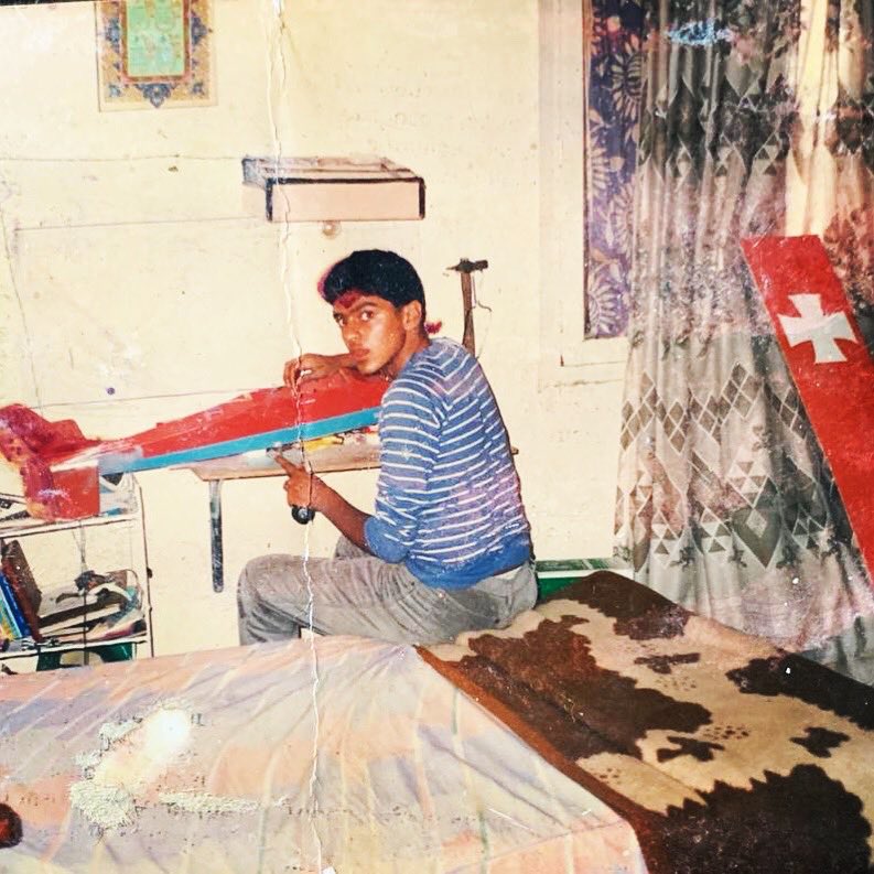 falamb3's tweet photo. Found this treasure..me working on my 1st RC airplane. From toy planes to flying a real airplane around the world &amp; make history by becoming the 1st ever Pakistani to successfully circumnavigate the globe. I am so blessed. So grateful to my parents for always supporting my dreams https://t.co/F6sBaEfzDI