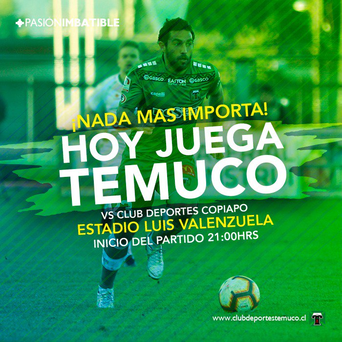 #VamosTemuco 
#VamosConTodo a recuperar terreno perdido!!!
Vamos por esos 3 puntos!!!
💪💪💪💪