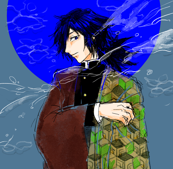 巡さんがTwitterに投稿した冨岡義勇(鬼滅の刃)のイラスト。