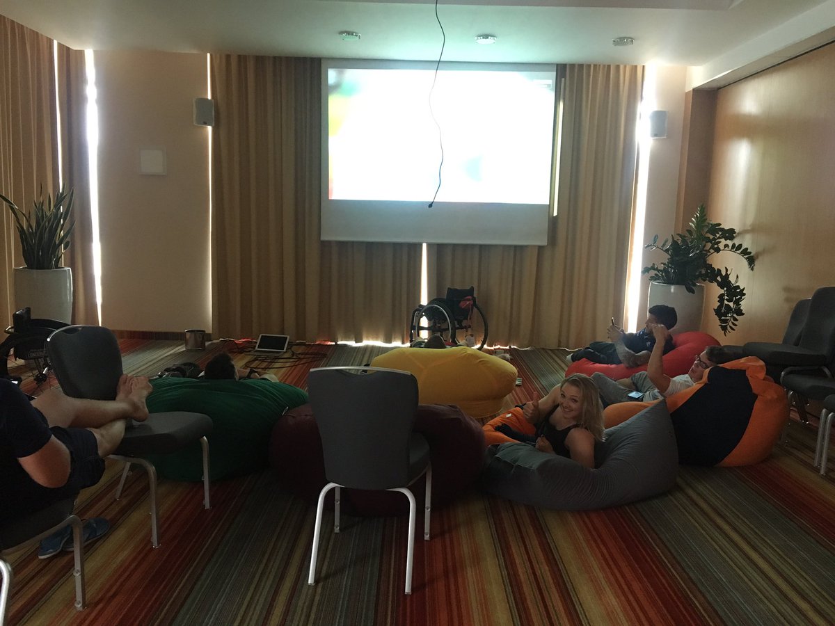 LauraSugar1's tweet photo. The @BritishCanoeing team all set up to watch the game from Hungary ππΊ come on England! @EnglandRugby @O2sports #ENGvIRE #beanbagtime https://t.co/RwUxR0mlKe