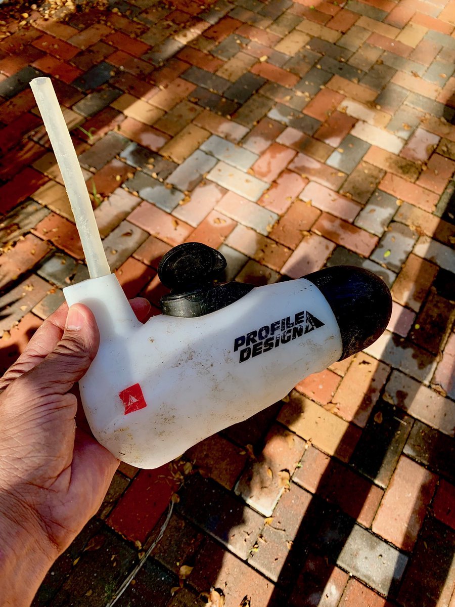 Sammy317's tweet photo. So the lost is found. I backtracked my route and recovered my hydration bottle. It had been run over:( I put it in boiling water and shaped it back to form. #Frugal #LostIsFound #Sentimental #swimbikerun #Triathlon https://t.co/roJU95rPEH