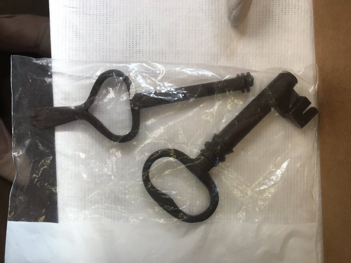 ElyMuseum's tweet photo. A pair of keys original to the #OldGaol! These were found during the building work in 1996/7 when @ElyMuseum moved into our new home https://t.co/Y4XZ9zJVNn
