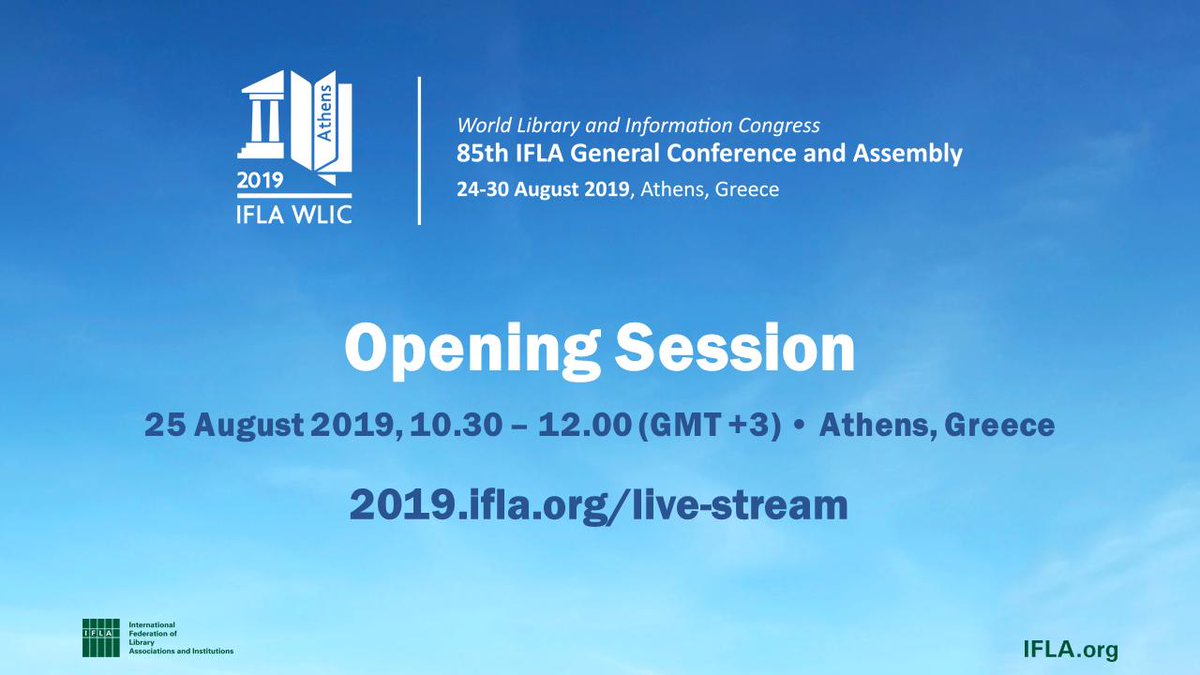 iflawlic's tweet photo. If you can't come to this year's @IFLA #wlic2019, let it come to you! Our live streaming begins tomorrow at 10:30 GMT+3 with the Opening Ceremony. Connect and engage from wherever you are! https://t.co/wqBfYU7rnB https://t.co/RtbTQE1EEF
