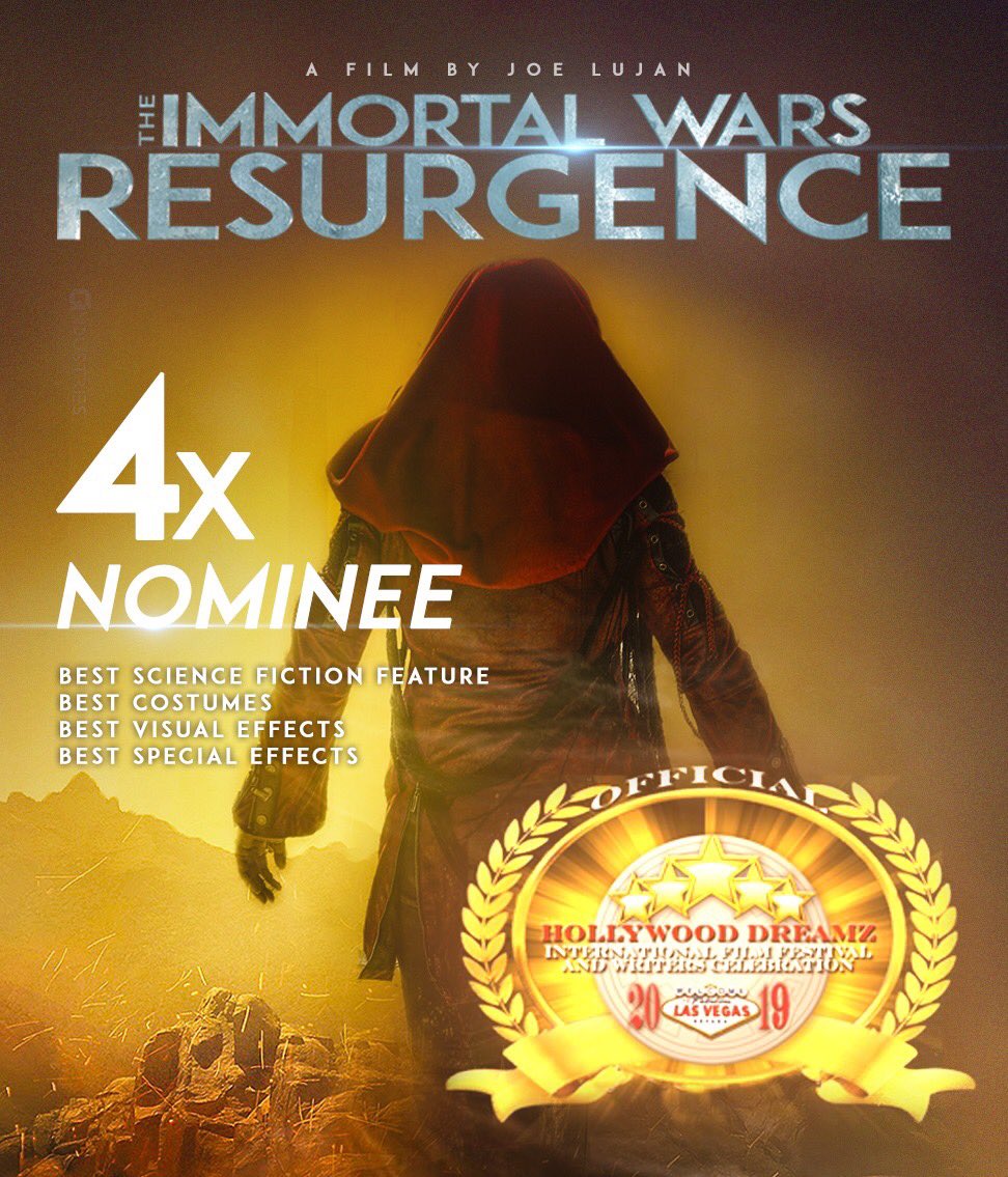 CarcassStudios's tweet photo. "The Immortal Wars : Resurgence" picks up 4 more Nominations! This time for the The The Hollywood Dreamz International Film Festival! Making it 9 Nominations at 15th Annual AOF MegaFest Film Fest!

Huge thank you to everyone who helped bring Resurgence to life!

#lasvegas #awards https://t.co/wYlh2eL3i6