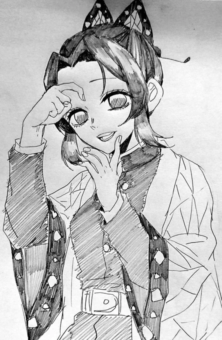 あのシーンのしのぶちゃんを
自分の絵柄で描いたぞ🦋 