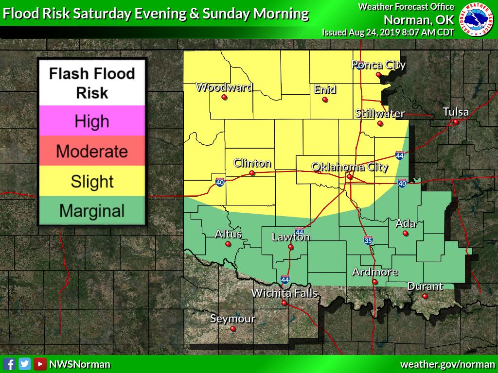 NWSNorman's tweet photo. Damaging winds are likely overnight in part of northern Oklahoma when a large thunderstorm complex is expected to arrive from the north. Heavy rainfall may cause flooding of some areas. https://t.co/2RlqYuSOPl