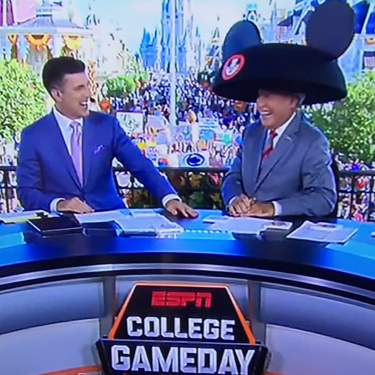 PSUBarstool's tweet photo. #WeAre... everywhere! Even in Disney World for College Gameday! https://t.co/N9ktJlqrwH