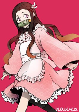 鳴虎さんがTwitterに投稿した竈門禰豆子(鬼滅の刃)のイラスト。
