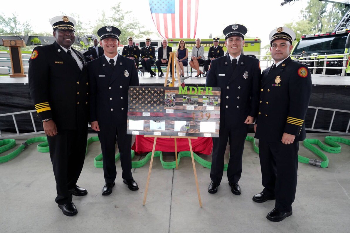 MiamiDadeFire's tweet photo. Yesterday, the 40 members of #MDFRClass139 were sworn in as Miami-Dade County probationary firefighters. Congratulations! We wish them a happy and safe career. #AlwaysReadyProudToServe 

📸: https://t.co/uJx9npQUN9 https://t.co/MKet45tDy8