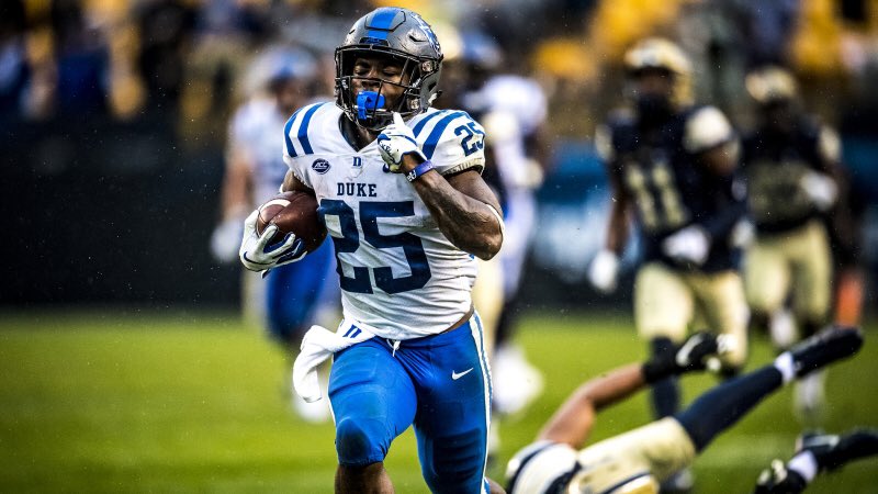 dukepbp's tweet photo. 7๏ธโฃ days โtil ๐ต๐๐
Deon Jackson averaged nearly 7 yards per carry over Dukeโs last six games of 2018, including consecutive 100-yd performances against Pitt and Miami, the 1st two of his career.
#CountdownToKickoff | #GoDuke https://t.co/6dLfg2W4Mk