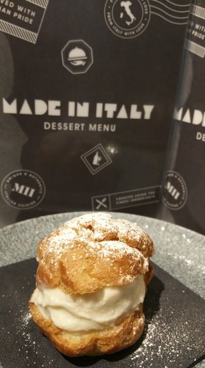 made_restaurant's tweet photo. It's Possible! CHOUX GLUTEN FREE... "SICILIAN SCIU with Traditional Sicilian sheep milk RICOTTA CREAM with and pistachio from SICILY.... chocolate dark drops... vanilla" https://t.co/hbVsZYQMqq