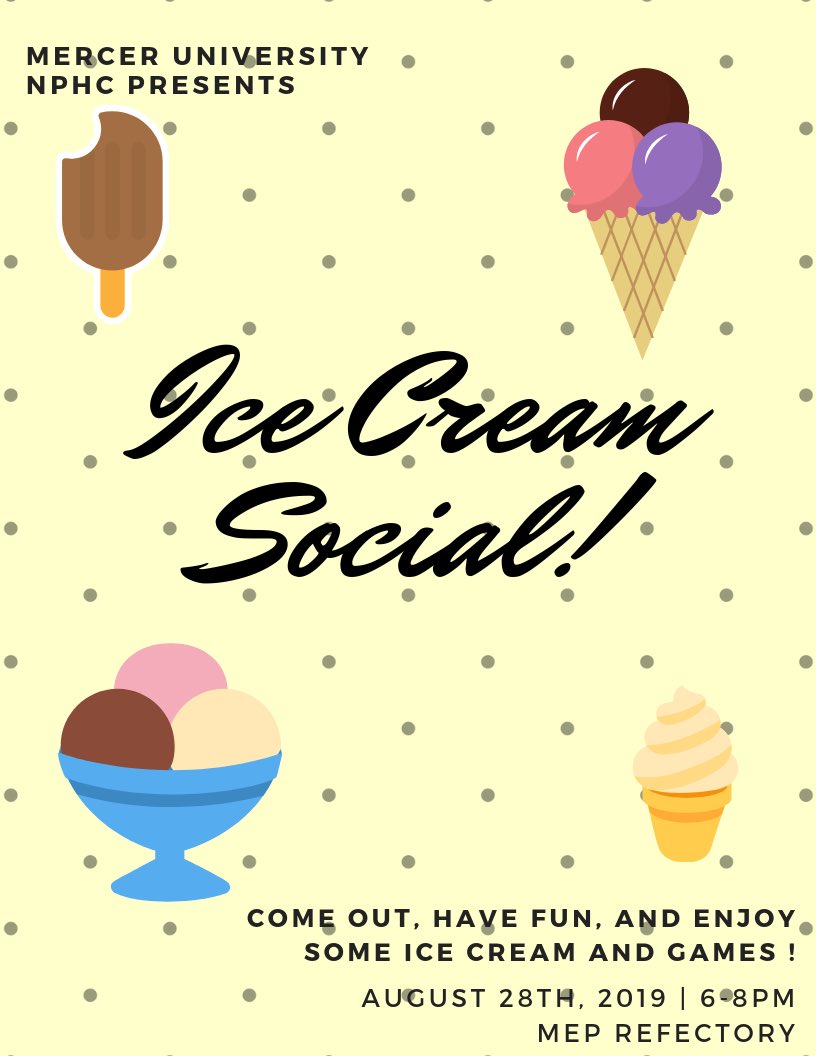 Come and hang out with the Greeks and learn more about all of our events planned this year. 🍦