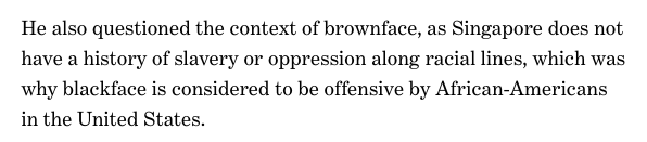 Minister Shanmugam's comments makes me realise that we're so used to glossing over a lot of Singapore's racial history. People seem to ignore anything that isn't explicitly talked about in history class.  https://twitter.com/TODAYonline/status/1164692614383202306