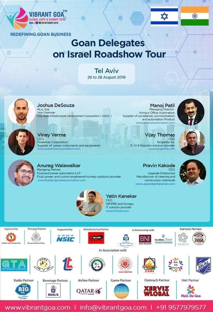 TangentiaInc's tweet photo. Tangentia is proud to be a Gold Sponsor of #VibrantGoa & our CEO Vijay Thomas is part of the Goan business delegation to Israel. Cheers to stronger #IndoIsraeli and #IsraelGoa business ties.
#BusinessGoa #TeamTangentia #ITsBetterInGoa #DreamWorkAchieve https://t.co/LP0oQEhmpU