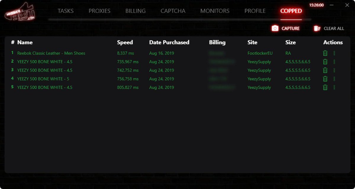 s/o : 4 Bae sizes

Bot : @NikeShoeBot the G (cooked me every ys drop)
Group : @GhostAlerts @AusNotify 
Proxies : @Hex_Proxy @coppedproxies 
Gmails : @PookyyGmail