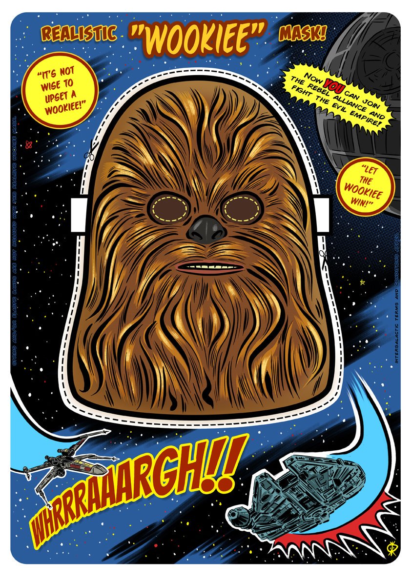 AstroDiabloHQ's tweet photo. New design!

#StarWars #Wookiee #Chewbacca #ANewHope #MillenniumFalcon #Print #CutOutMask #ChewbaccaMask #WookieeMask #1970s #Retro #CerealBox #Illustration #RevengeOfTheSith #RiseOfSkywalker #Sheffield #SheffieldIllustrator #XWing #MarvelComics #LetTheWookieeWin #Art #HanSolo https://t.co/D8joL8vAx8