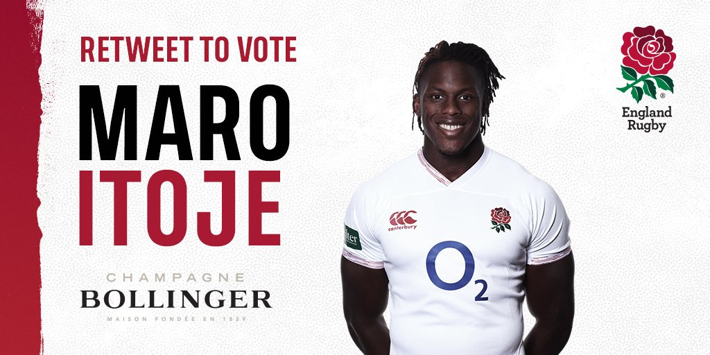 EnglandRugby's tweet photo. Time to vote for your @BollingerUK Man of the Match 🌹

RT for @maroitoje  🌹

#ENGvIRE #CarryThemHome https://t.co/xEoEBxTfjE