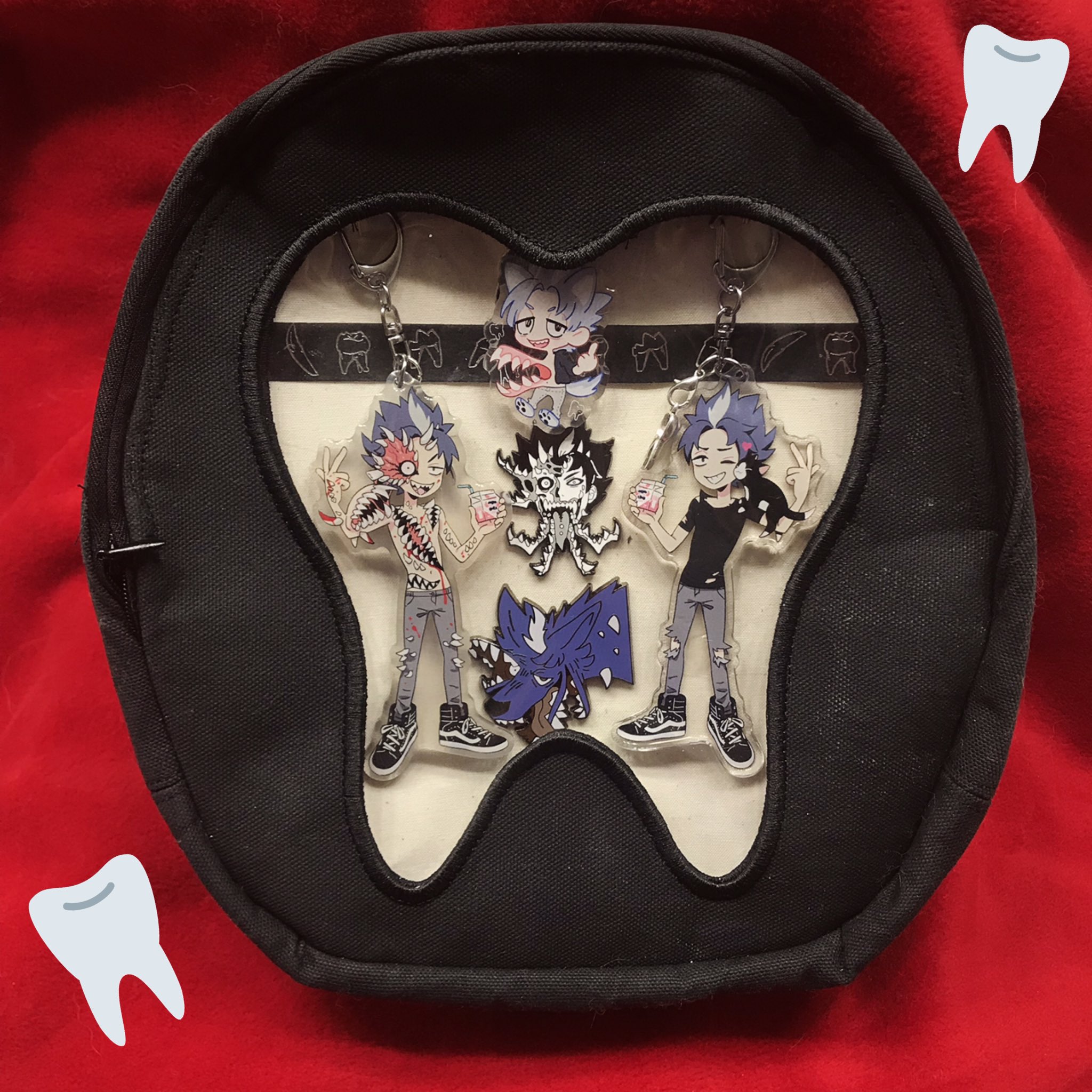 I Sculpt on X Self care is making an ita bag for your OC haha. Still adding to it but yay Thanks SammySmilesCo for making me a custom tooth shaped ita bag