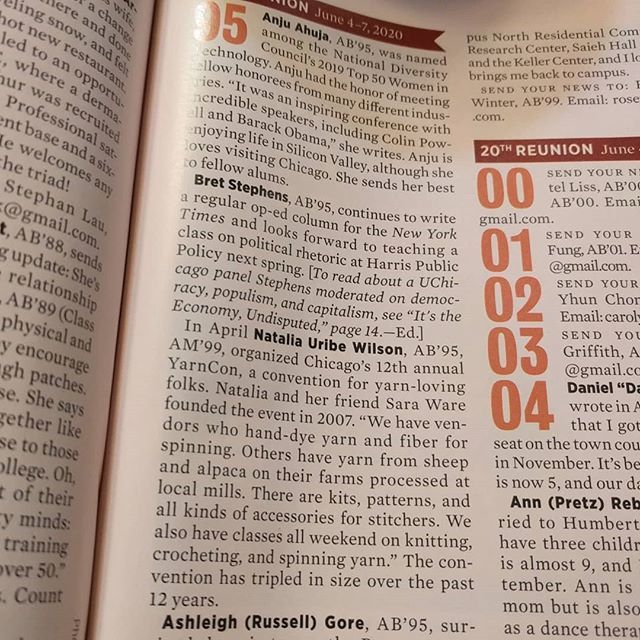 We're in print!

Ok, ok, it's just a blurb in the U of C alumni magazine that Natalia submitted info for a few months ago, and forgot all about.

We hope your late summer stitching has been going well, and that you wake up to fun little surprised that do… ift.tt/2KUbxzC