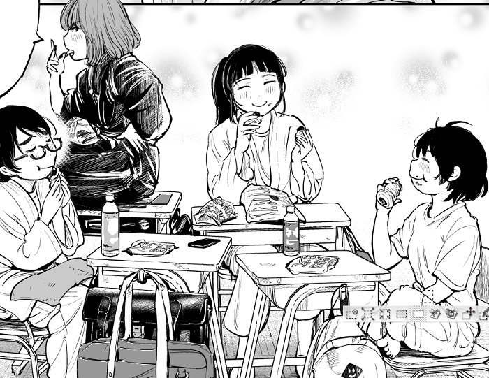 『もういっぽん!』1話目トビラの
「あつい汗、少しの涙、畳の香り」に
「うまい飯」も加えていい様な気がします。 
