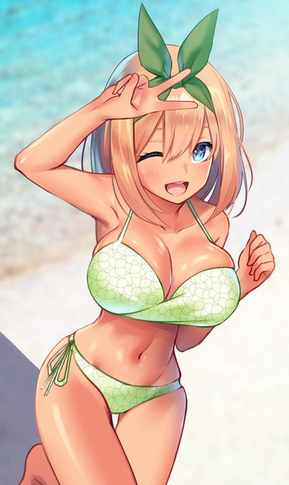 黒結(くろゆい)🔞宣伝垢さんがTwitterに投稿した中野四葉(五等分の花嫁)のイラスト。
