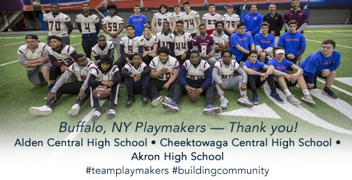 playmakers_org's tweet photo. Thank you to The Playmakers Youth and Coach Volunteers in Buffalo NY. Keep paying it forward and have a great season! #teamplaymakers #buildingcommunity #winningwithhonor https://t.co/SsKpxygVN4