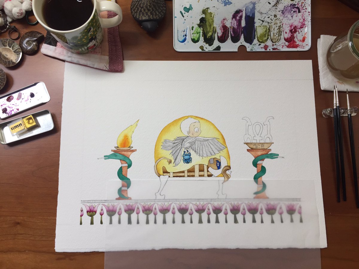 BarbLimStudio's tweet photo. Back at my desk #painting after a #minivacay to #Napa #powered by a @MoominOfficial mug of #coffeetea made with @equatorcoffees #mochajava + #taylorsofharrowgate #assam #teabag ☕️ Violet & her #babird @FaberCastellUSA HB + #rembrandt & #mgraham #watercolours on @StCuthbertsMill https://t.co/jP0WCPVBbe