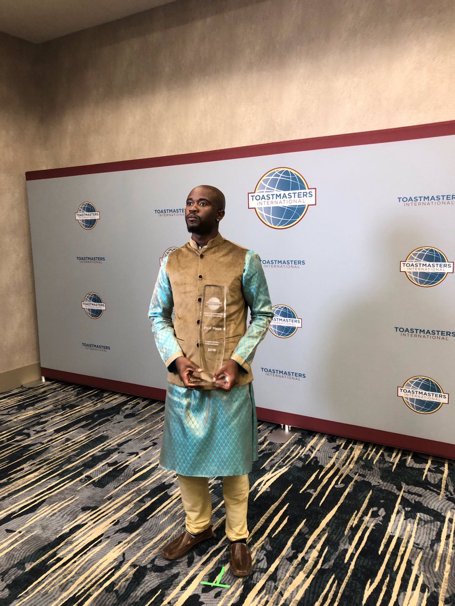 Toastmasters's tweet image. We have a winner! Congratulations. 

First Place: Aaron Beverly 
Second Place: Luisa Montalvo
Third Place: Kwong Yue Yang