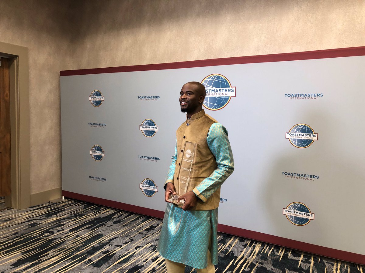 Toastmasters's tweet image. We have a winner! Congratulations. 

First Place: Aaron Beverly 
Second Place: Luisa Montalvo
Third Place: Kwong Yue Yang