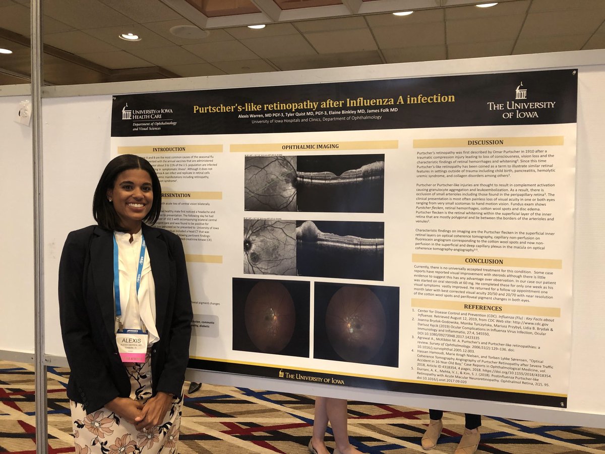 ⁦<a href="/uiowaeye/">UIowa Eye</a>⁩ own Alexis Warren beside her great poster at #wio2019.  We are so Proud of Dr Warren!