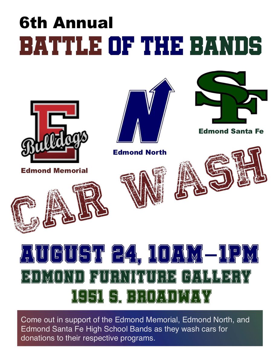 SFHSband's tweet photo. @edmondsun Please help us spread the word!  Support our Edmond High School Bands, please!!! https://t.co/1uOvR1JO3K