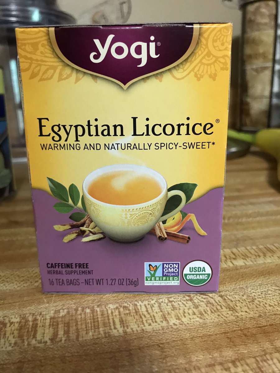 robertstwin1's tweet image. So, I am just trying a cuppa #Yogi Egyptian Licorice #tea. Loving it!! Cinnamons, cloves and licorice root. Tasty 😋 Supposed to help reflux and seems to be working. #LicoriceRoot #Tea