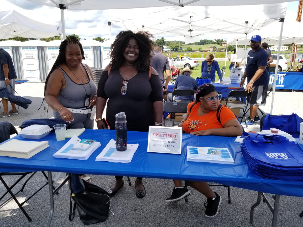 BaltimoreDPW's tweet photo. #Baltimore Our Customer Support and Services team is at #DamJam to answer water bill questions. We're here until 4 pm. https://t.co/M8dibkjucF