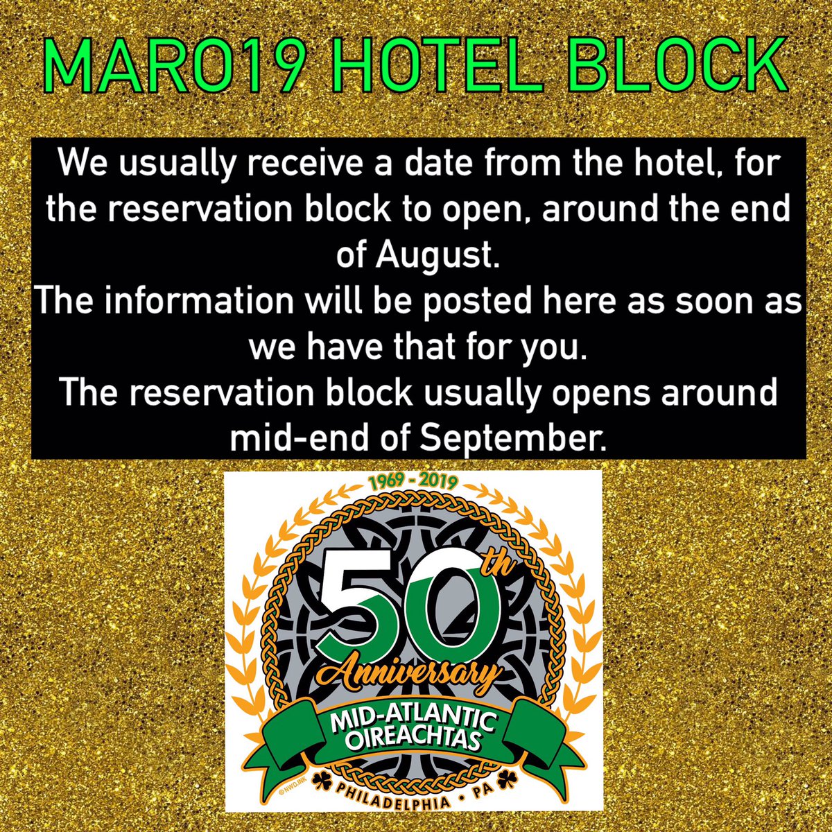 We will post info regarding hotel room reservations as soon as we receive it #MARO19