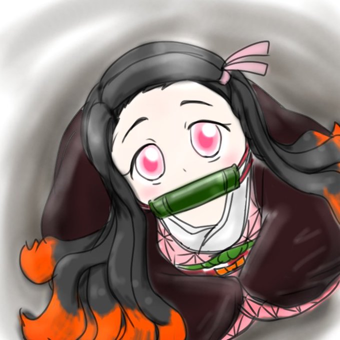 しおまめさんがTwitterに投稿した竈門禰豆子(鬼滅の刃)のイラスト。