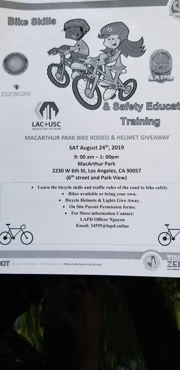 LAPDALopez's tweet image. What a great event, bike helmets and riding lessons to our children, thank you to  @LAPDRampart Officer Nguyen for your coordination, @LAPD_Cadets @VisionZeroLA #safemoves #saferoutestoschool @macarthurparkLA @LAPD_CTD #CommunityEngagement @LAPDHQ