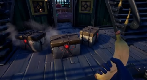 Redbomber64's tweet photo. The Dark Relics update is a lot of fun! The Reaper's chests are a lot of fun to find and steal! We got these three and then stole two more later. #SeaOfThieves https://t.co/yCOZQ5t4z0