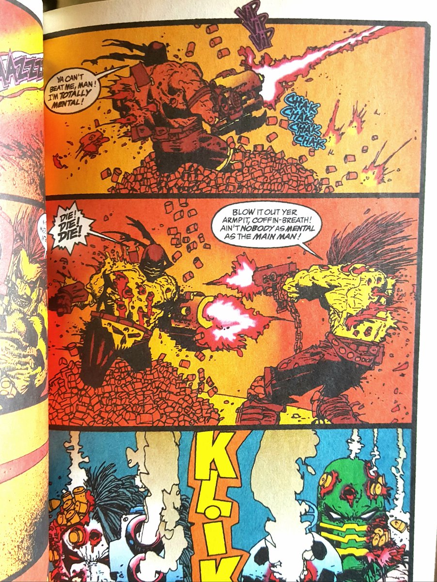 DREGstudios's tweet photo. Overkill? 
#NowReading Lobo's Back (1992 / Alan Grant and Simon Bisley) https://t.co/BRJTK9y0hZ