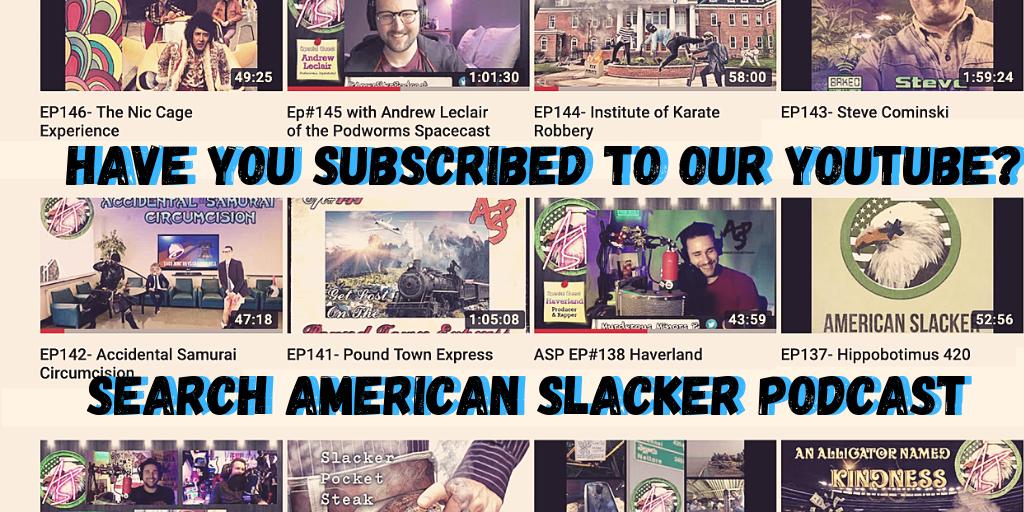 AmerSlkrPodcast's tweet photo. Weโre not just about quality audio here at American Slacker. We also have a spectacular #youtube channel with video episodes and more. Check it out and subscribe today!
https://t.co/KXOw1XeTft
#ASPod #PodernFamily #PodPeople #ThePWA #PodcastPlug #Podcast #applepodcasts https://t.co/86RS74qmdX