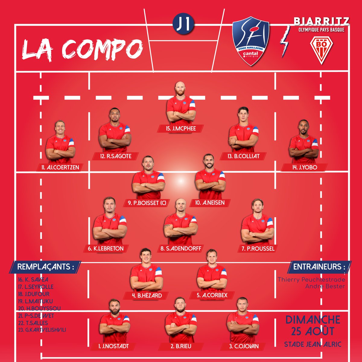 SArugbyofficiel's tweet photo. #SAfamily

Découvrez la première composition d'équipe de la saison 2019/2020. J-1 avant la reprise du championnat pour le 
@SArugbyofficiel
  ! 
On compte sur vous pour nous soutenir.

#AllezleStade #AllezAurillac #TousenRougeetBleu

🔴🔵💪💪🏈🏈 https://t.co/hdp3aLAZi5