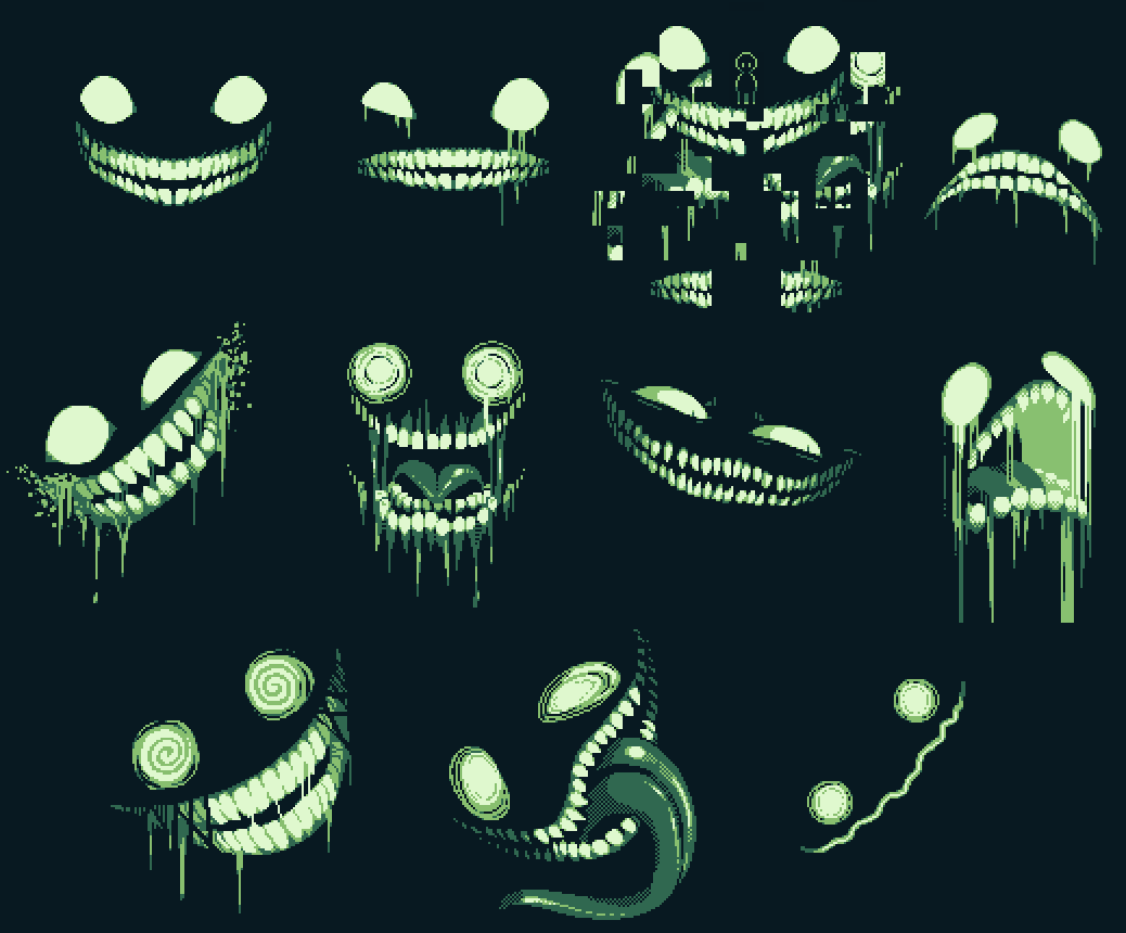 KadaburaDraws's tweet photo. Now that Soul Void's been out for a bit, I thought I'd share my fave art I made for it: The Grim's faces. https://t.co/ffThKhP13I