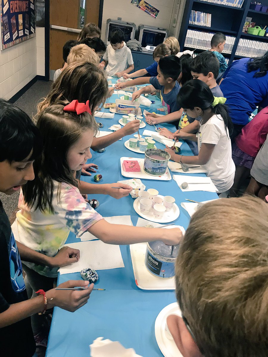 Weier_Jarrell's tweet photo. Rock painting fun before our “Family Feud” style game show. Great day of celebrations with our 3rd graders! https://t.co/wenw1ERuPJ