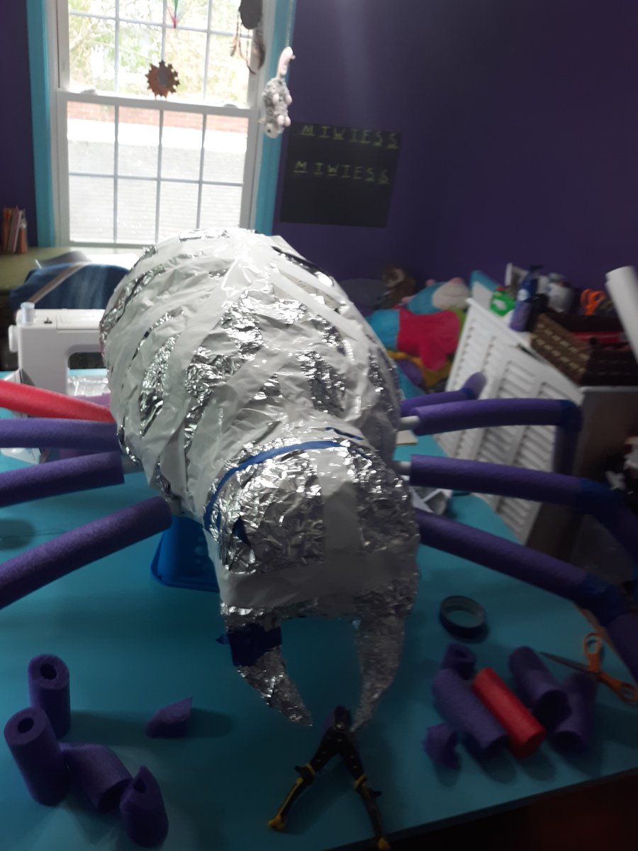 first_foxy's tweet photo. I can't make fursuits....but I can make big ass spiders 😈😄 WIP of halloween spider prop. Gotta paper mache, paint, and seal. https://t.co/AKWtdmZefc