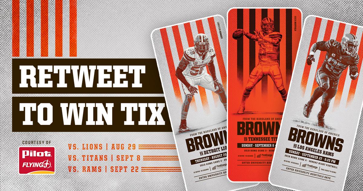 Browns's tweet image. 🚨 RT for a chance to win two tickets to our next THREE home games c/o @PilotFlyingJ! 🚨

Rules: brow.nz/aGWrkJ